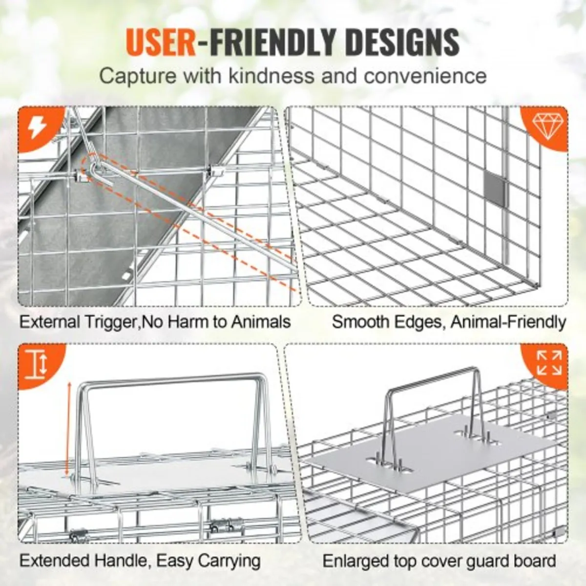 Live Animal Cage Trap, 79 x 25 x 30.5 cm Humane Ca - Image 2