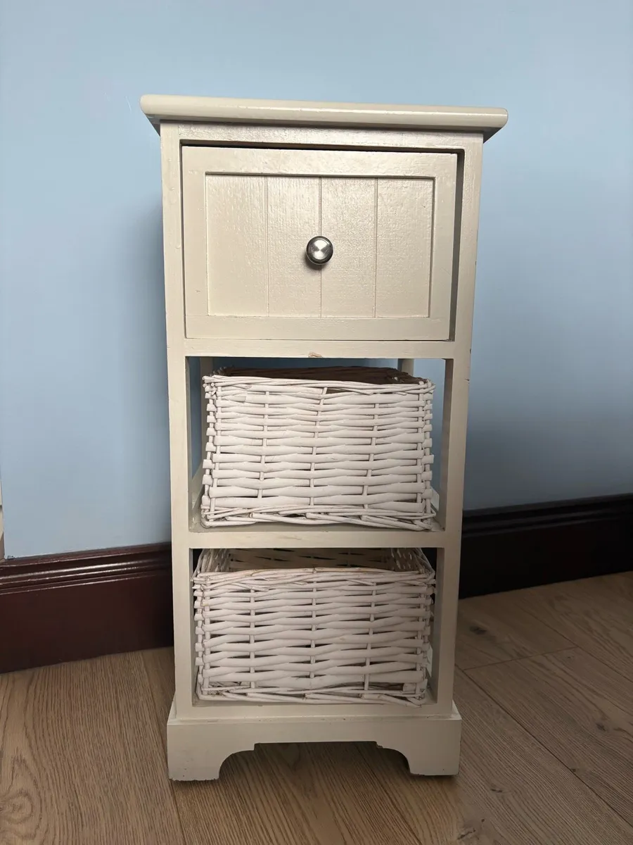 White Wicker Storage Unit / Bedside Locker - Image 1