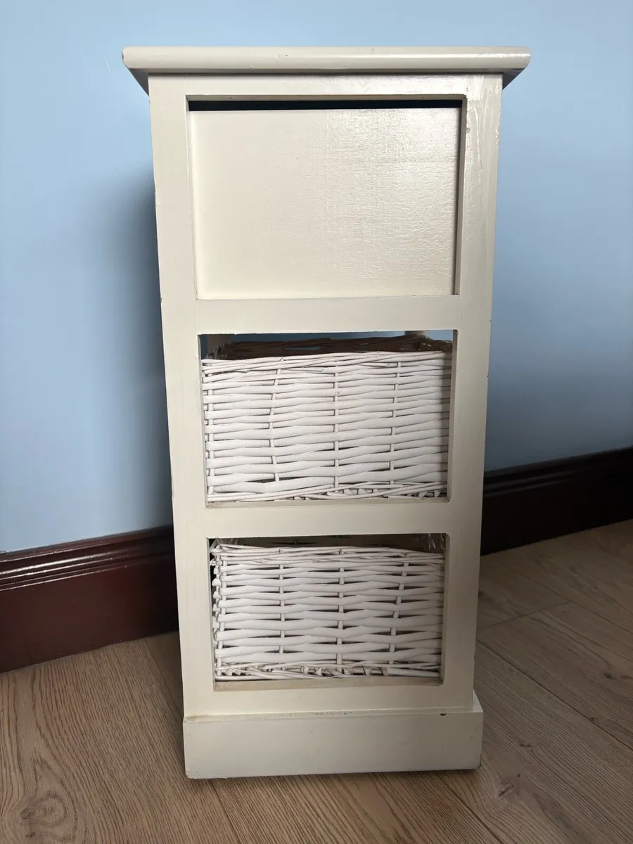 White Wicker Storage Unit / Bedside Locker - Image 3