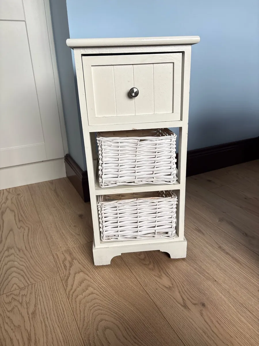 White Wicker Storage Unit / Bedside Locker - Image 2