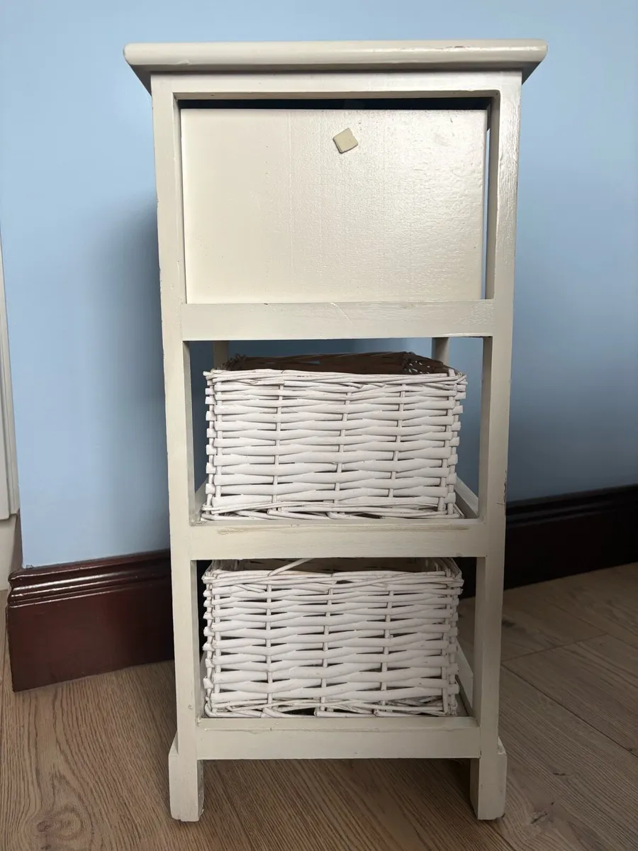 White Wicker Storage Unit / Bedside Locker - Image 4