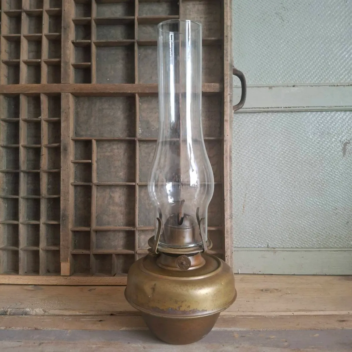 Vintage Brass Oil Lamp - Image 1