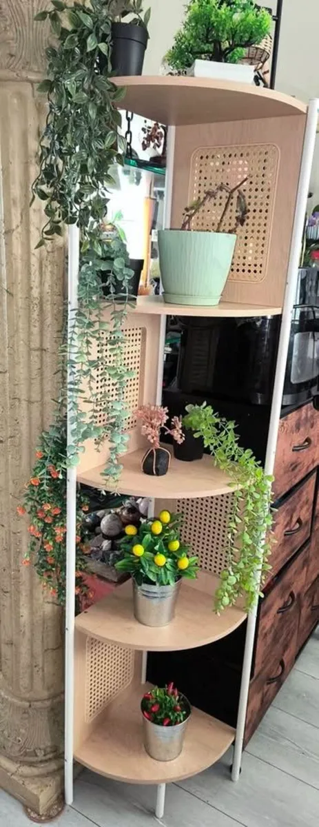 **stylish wood/wicker large corner unit** - Image 2