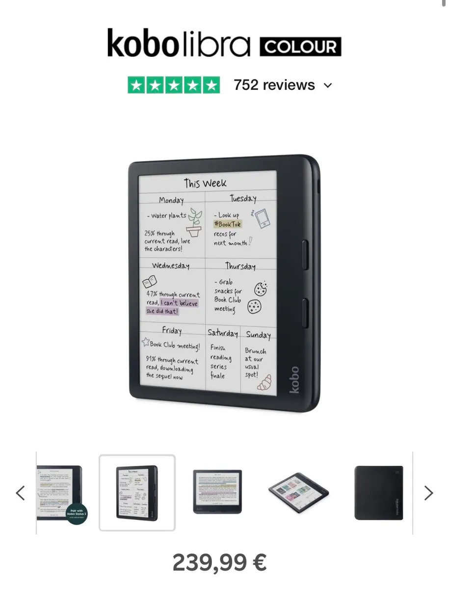 Kobo Libra Colour e-reader with folio and stylus - Image 2