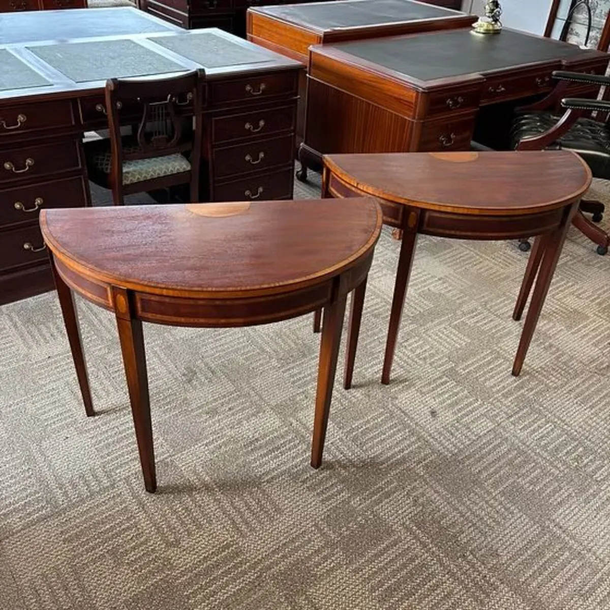 Superb pair of antique George III demi-lune consol