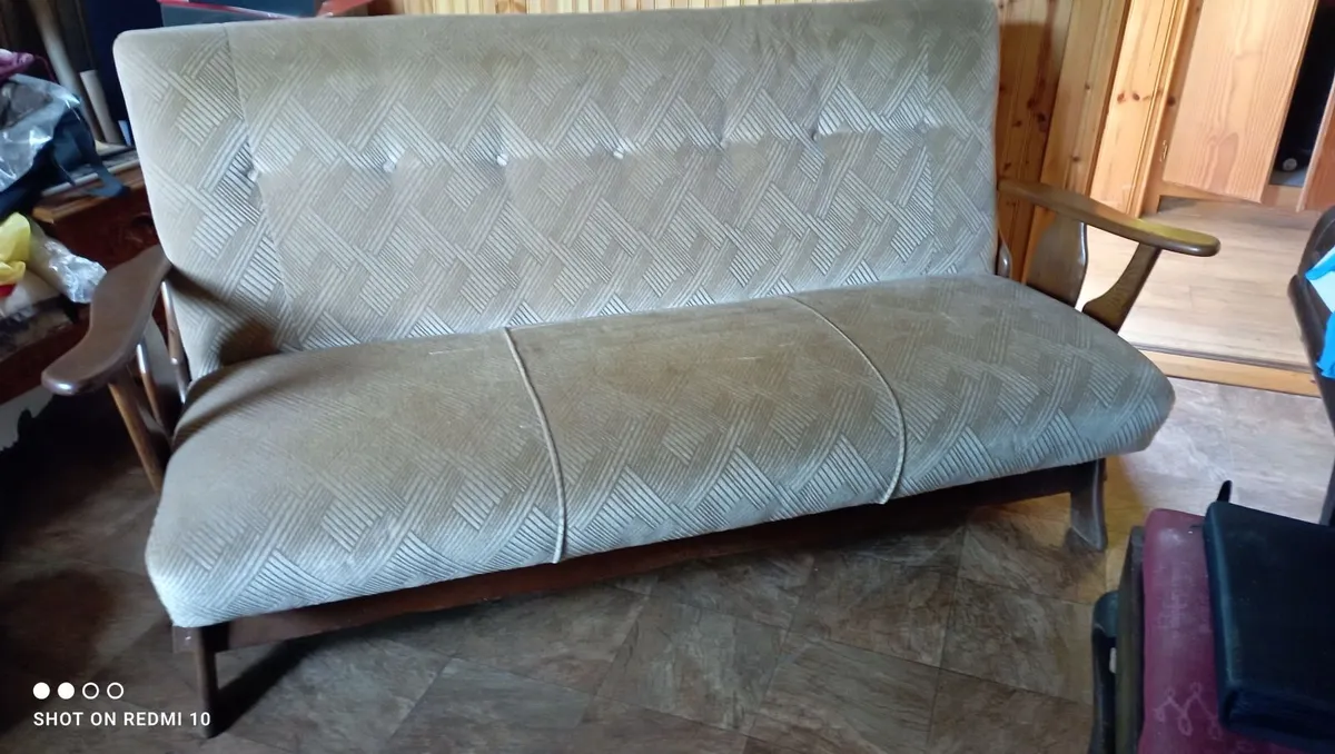 Vintage Solid Oak Couch and Chairs - Image 1