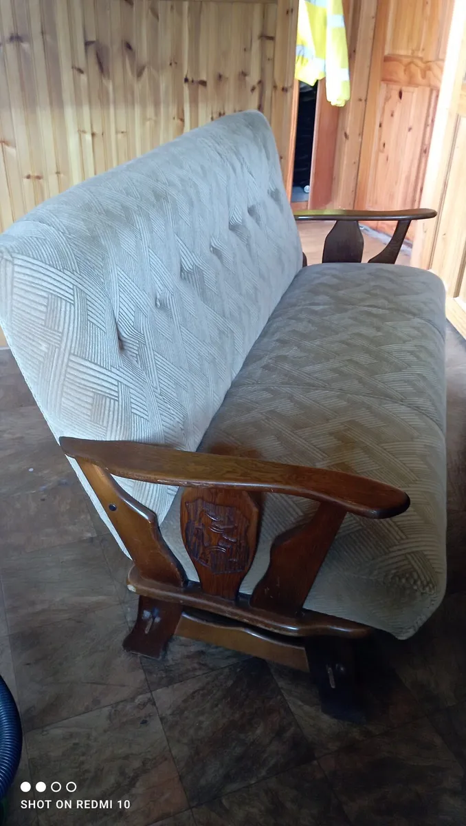 Vintage Solid Oak Couch and Chairs - Image 3