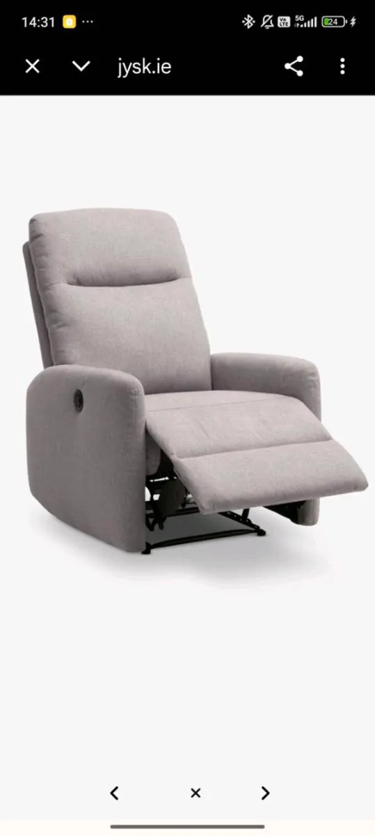 JYSK VONSILD electric light grey fabric recliner - Image 3