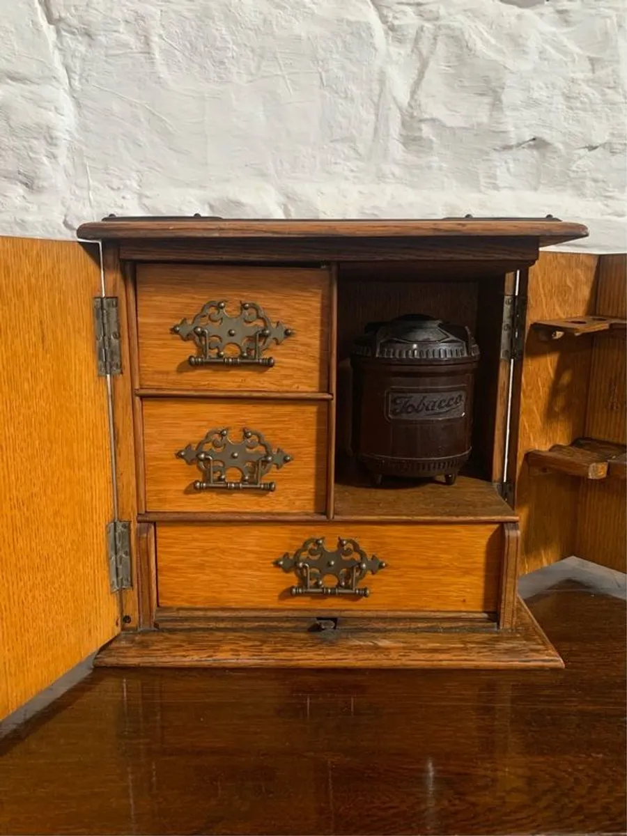 Edwardian Oak Smokers Cabinet. - Image 4