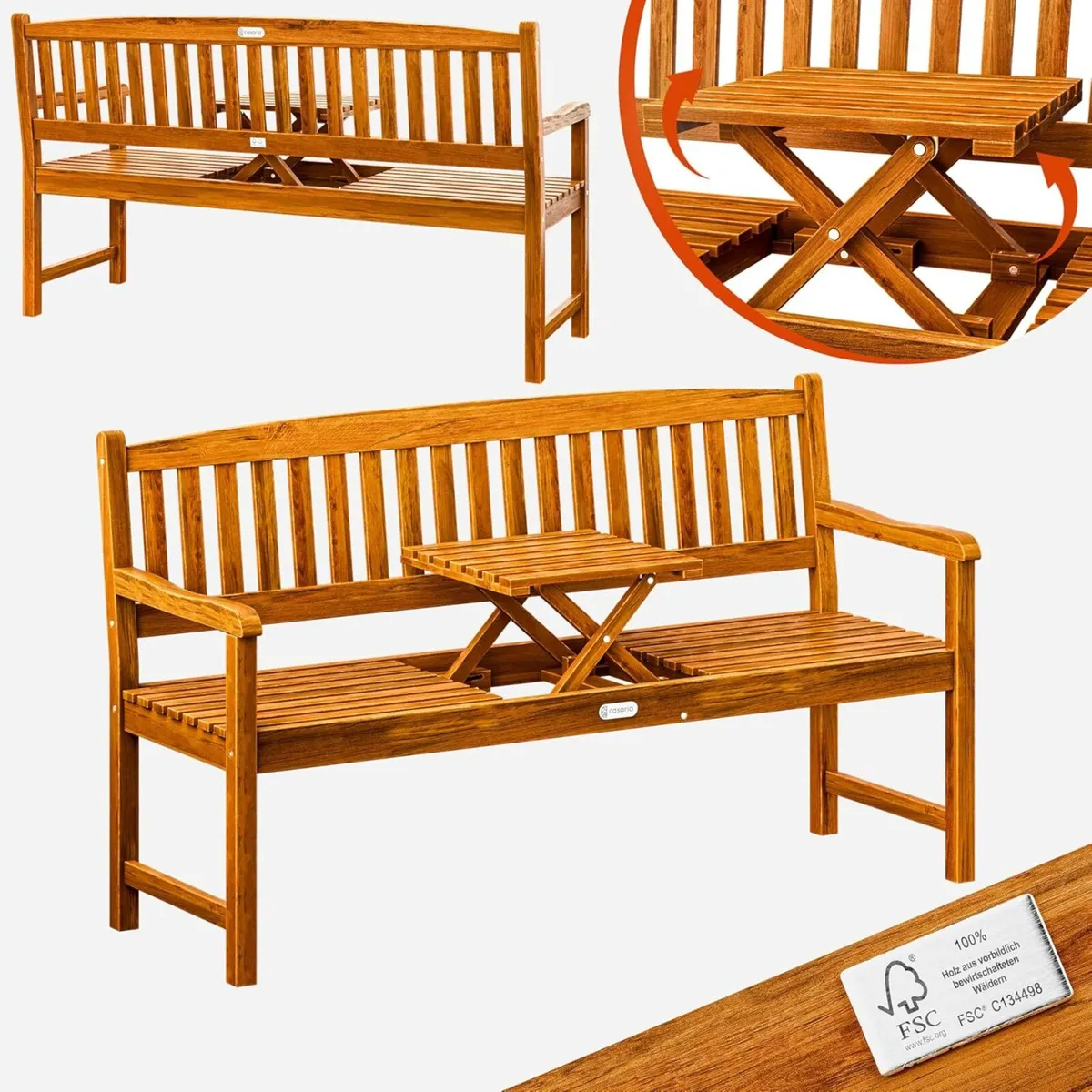 Garden Bench Weatherproof Wood - Image 1