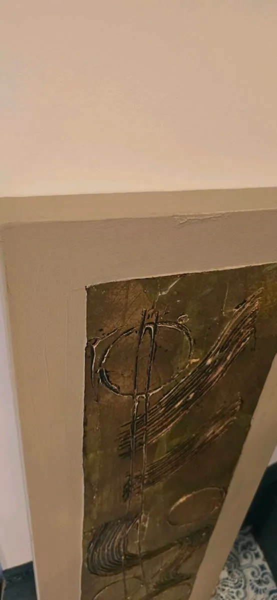 Taupe & Gold Canvas Painting - Image 2