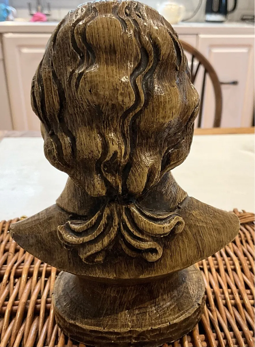 Mozart Carved Wood Bust - Image 4