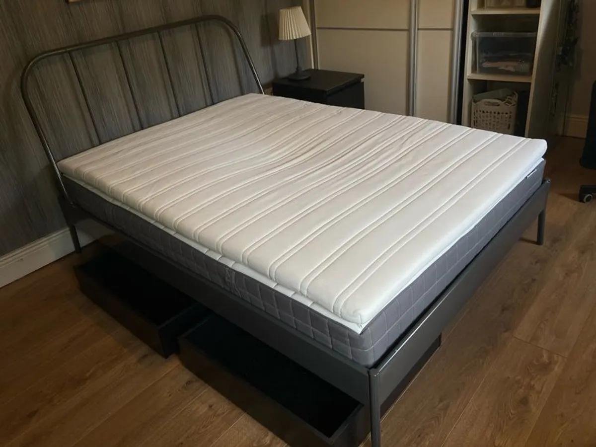IKEA grey metal double bed - Image 2