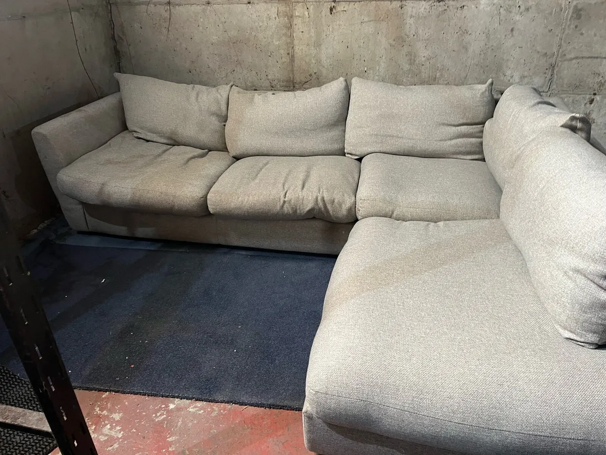 Grey corner sofa set l shaped couch - Image 1