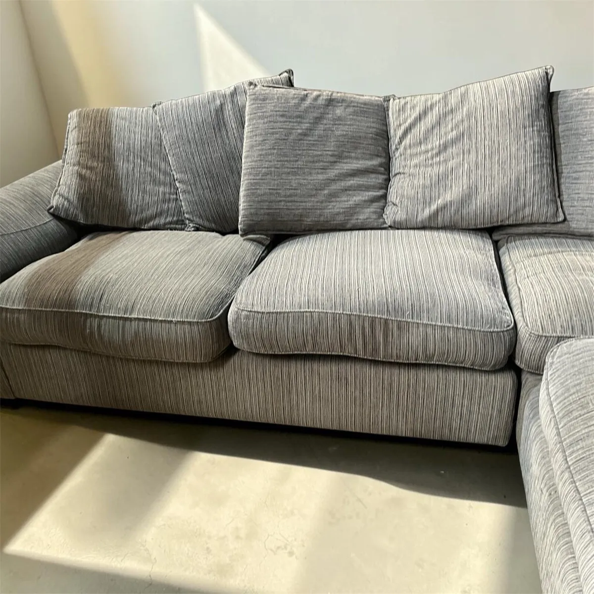 Grey corner sofa corduroy couch suite - Image 2