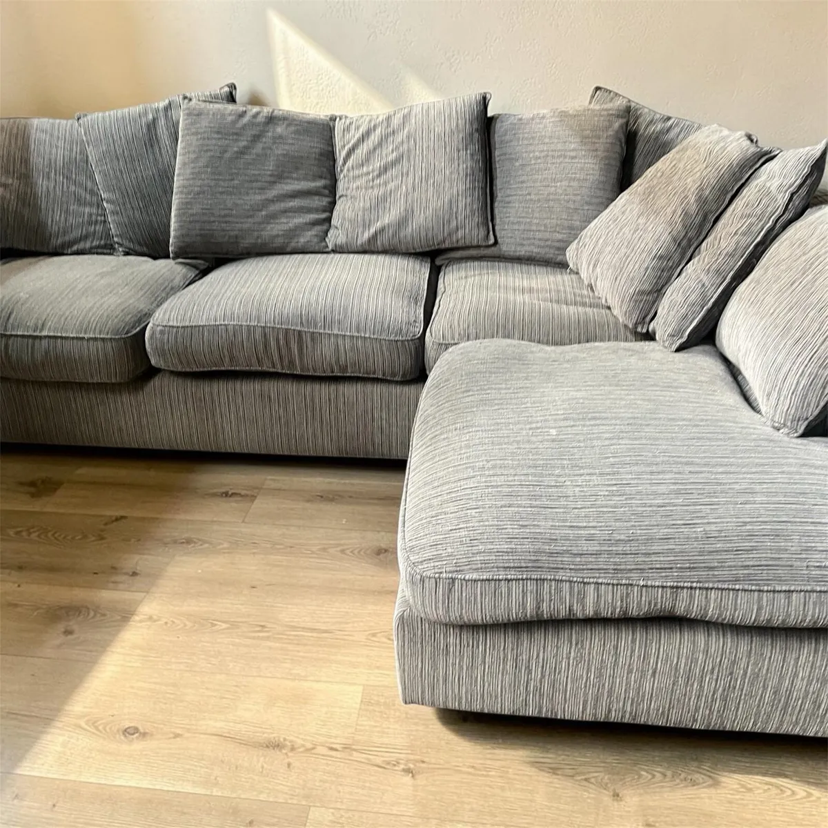 Grey corner sofa corduroy couch suite - Image 3