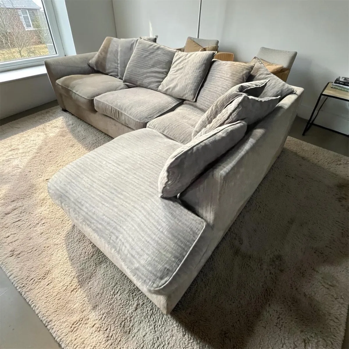 Grey corner sofa corduroy couch suite - Image 4