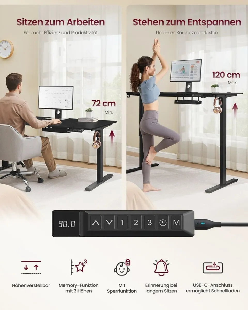 Electric Height Adjustable Standing Desk 160 x 80 - Image 2
