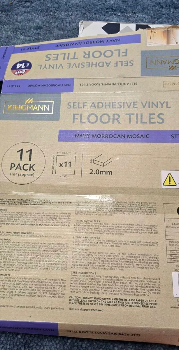 10 x self adhesive vinyl floor tiles 
30.5cm x 30. - Image 3