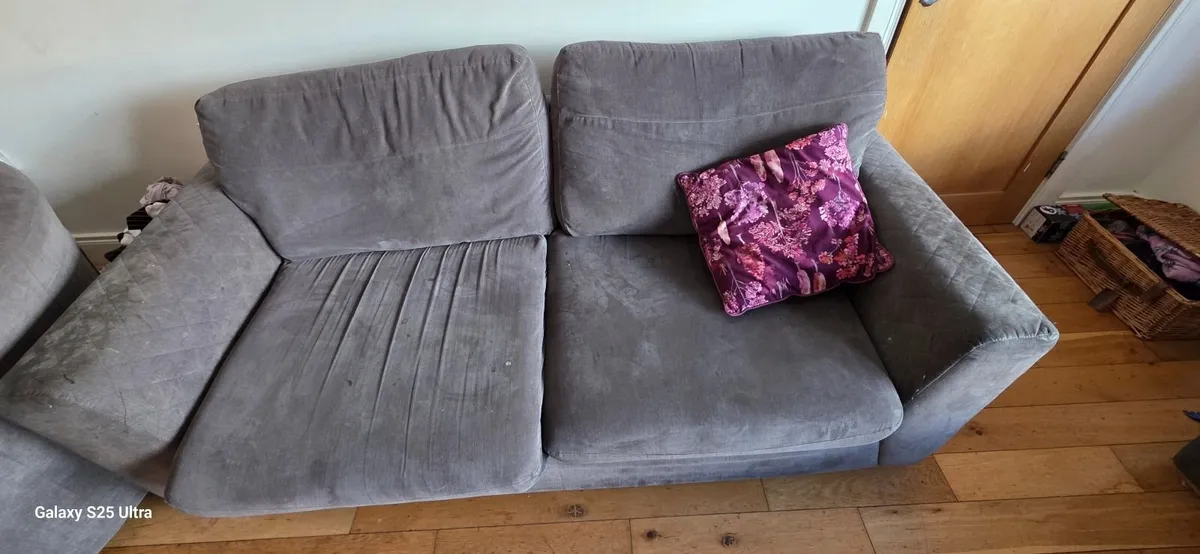 Two seater and three seater sofa and swivil chair - Image 1