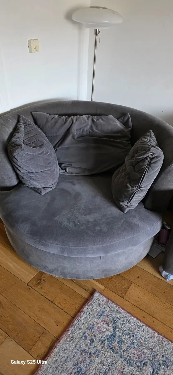 Two seater and three seater sofa and swivil chair - Image 4