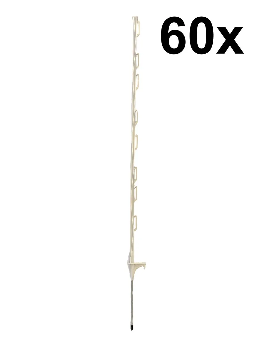 60 x 5ft (160cm) Electric Fence White Poly Posts