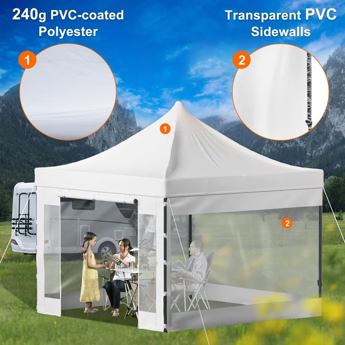 Gazebo Pop-Up Canopy Tent 10x10FT White - Image 3