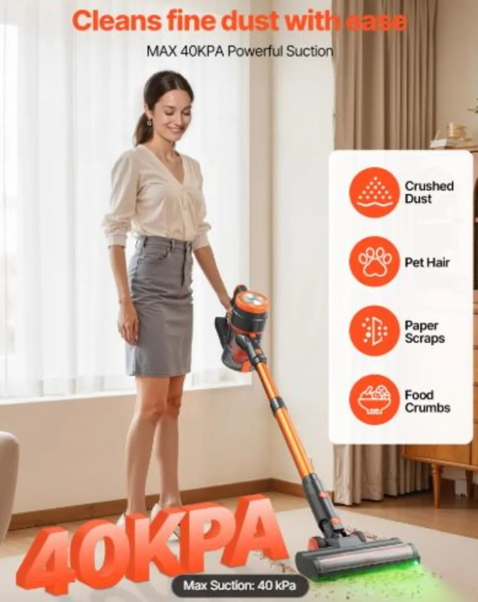 Cordless Vacuum Cleaner, 40KPA Max Suction, - Image 3