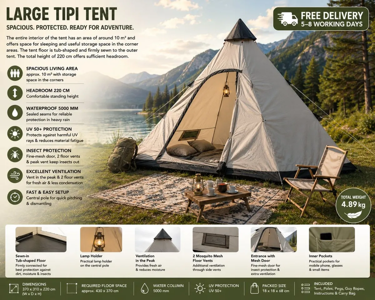 4 Person Teepee Tent - Image 1