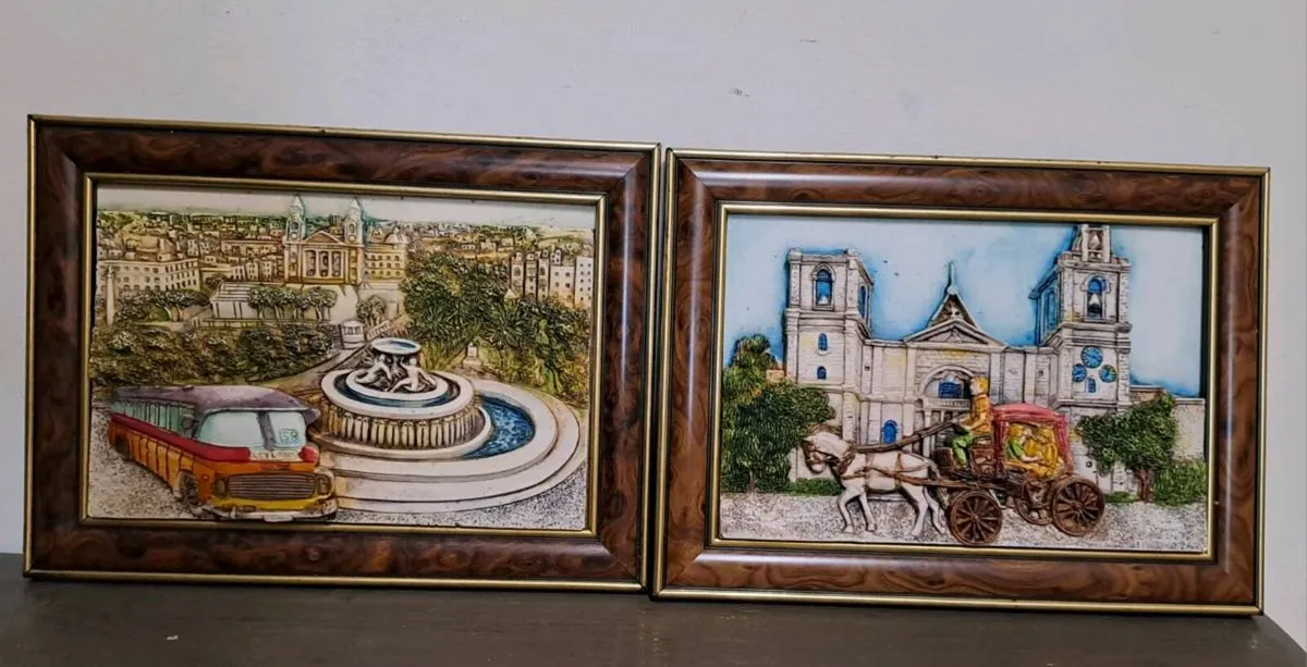Pair of Handmade Malta 3D Wall Plaques John Borg - Image 1