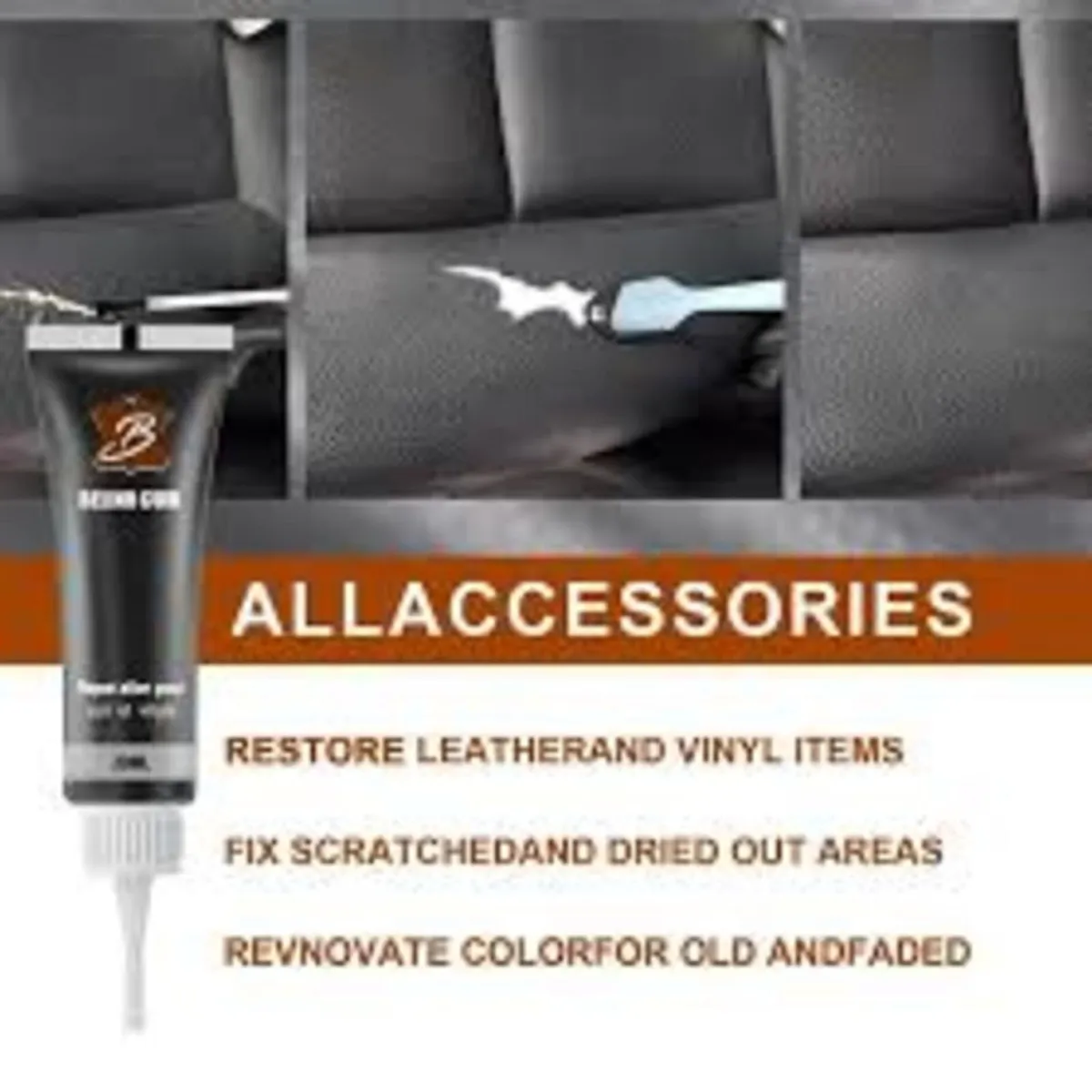 Black Leather Vinyl Repair Filler Set: 3 New Tubes - Image 4