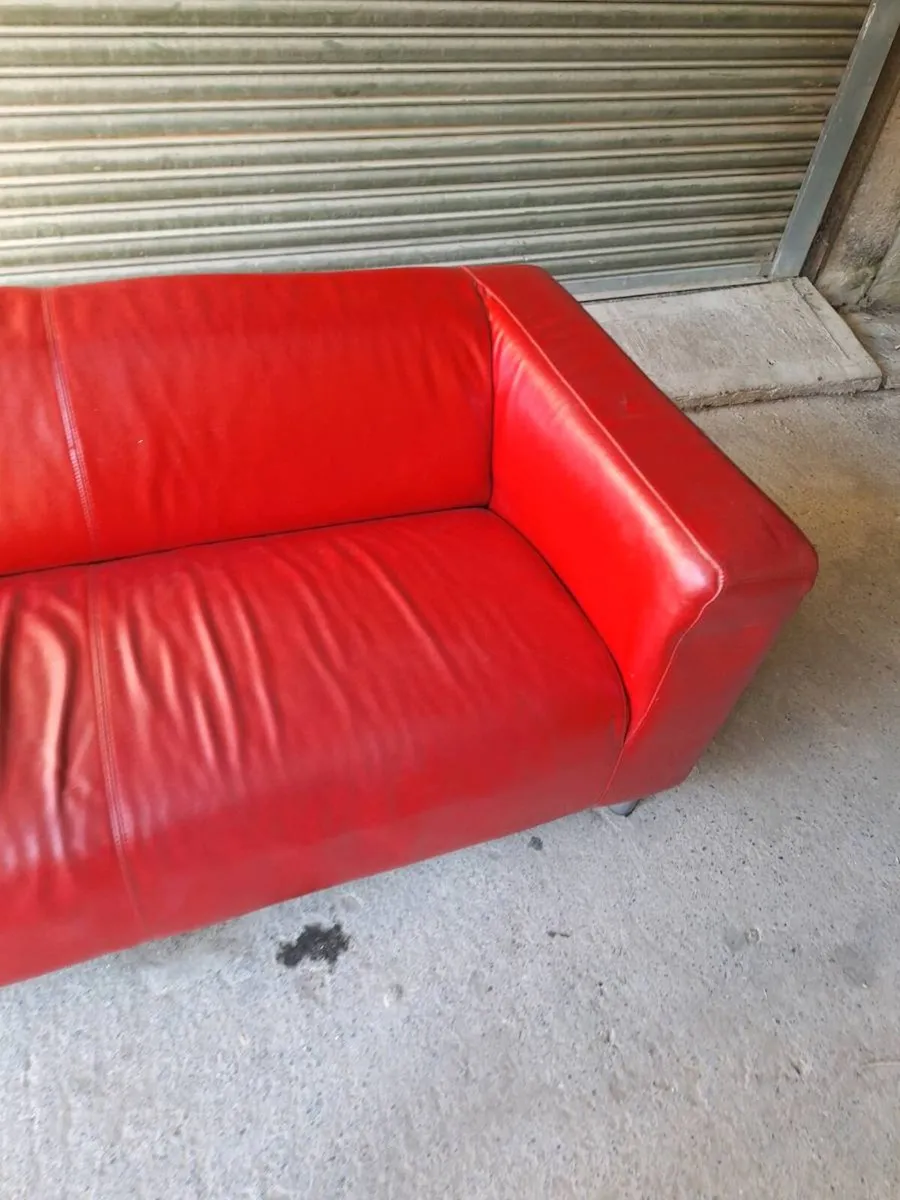 Red  Genuine Leather 2 Seater Sofa (DELIVERY) - Image 2