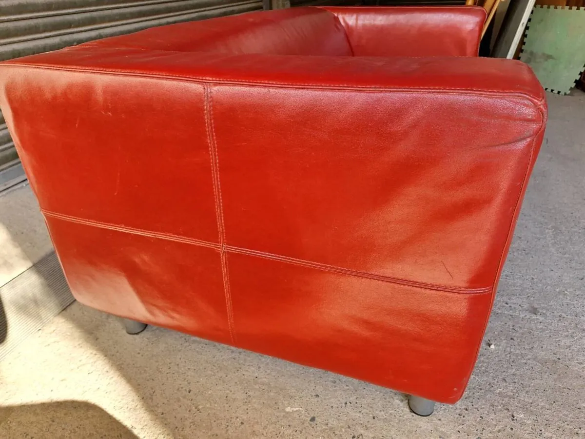 Red  Genuine Leather 2 Seater Sofa (DELIVERY) - Image 4