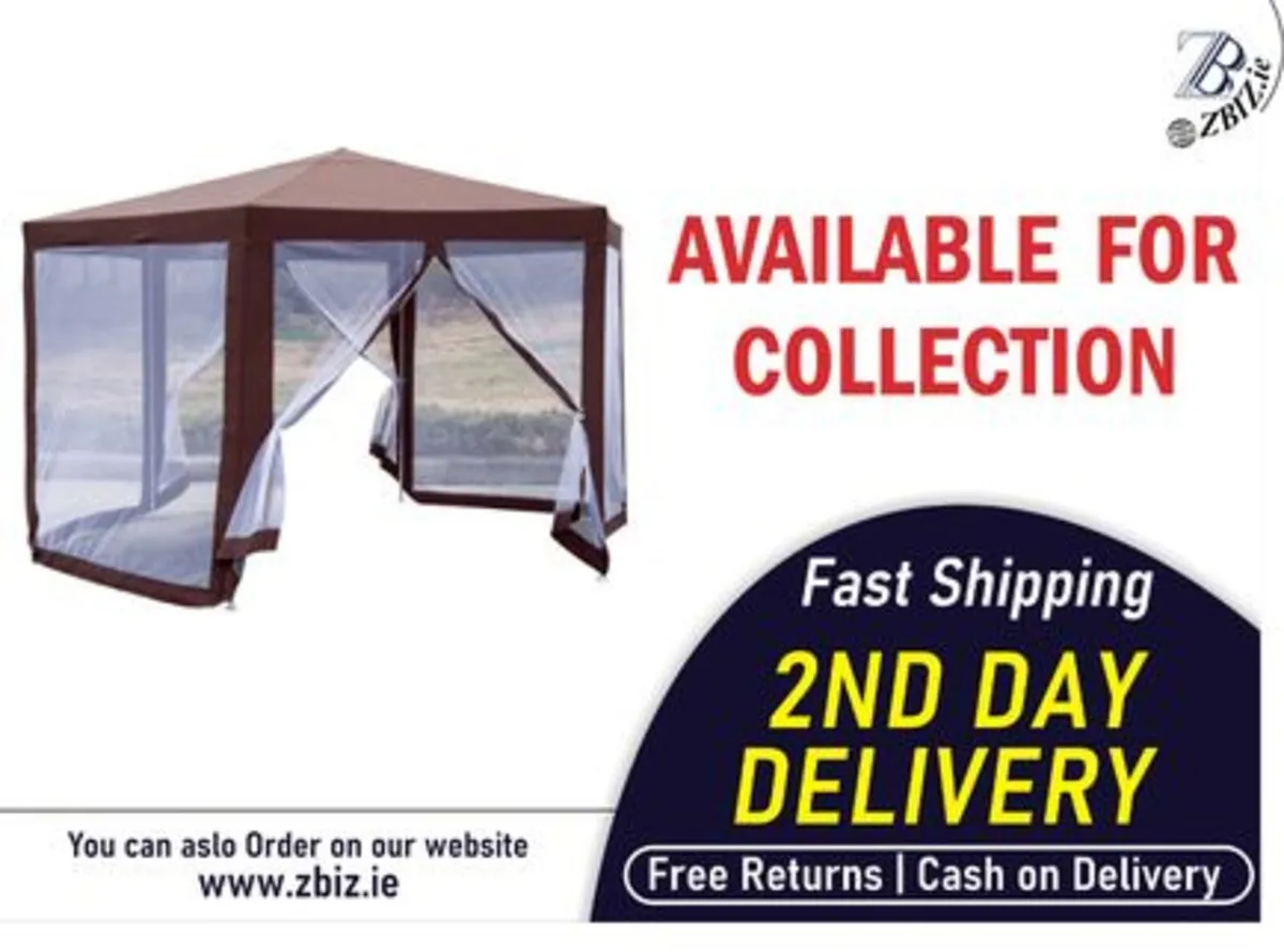 Gazebo with Mosquito Net – Brown Outdoor Canopy - Image 1