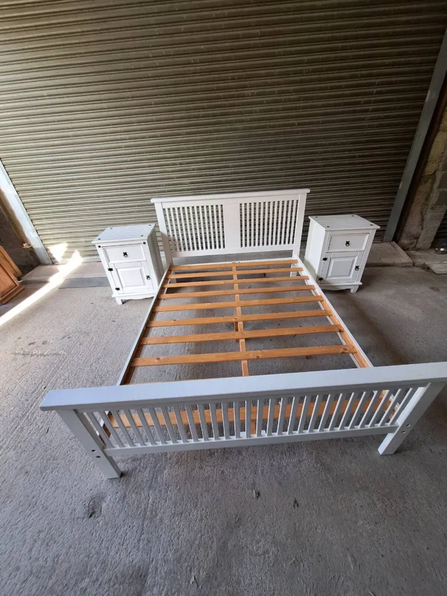 King Size Bed Frame + Bedside Lockers (DELIVERY) - Image 2