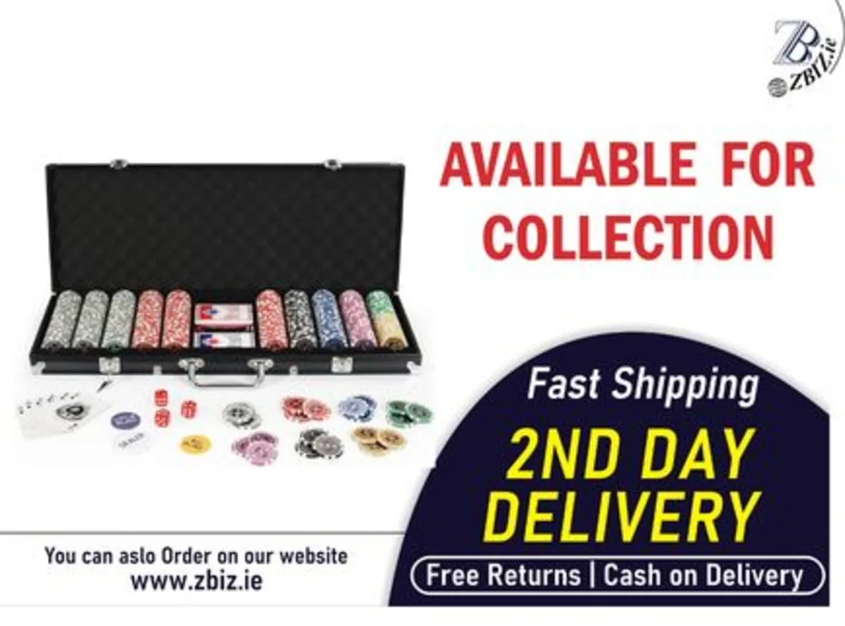 Texas Holdem Poker Set 500 Chips Aluminum - Image 1