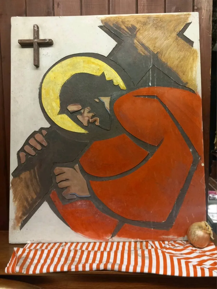 70s Stations of the Cross, plaster, vintage, D18 - Image 1