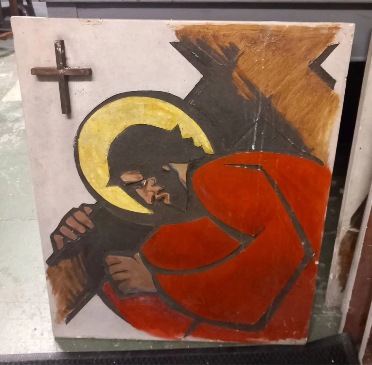 70s Stations of the Cross, plaster, vintage, D18 - Image 2