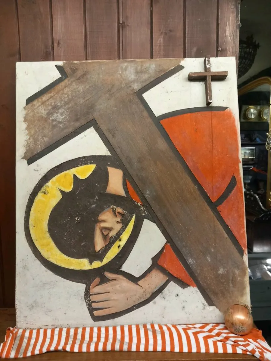 Stations of the Cross, plaster, heavy vintage D18 - Image 1