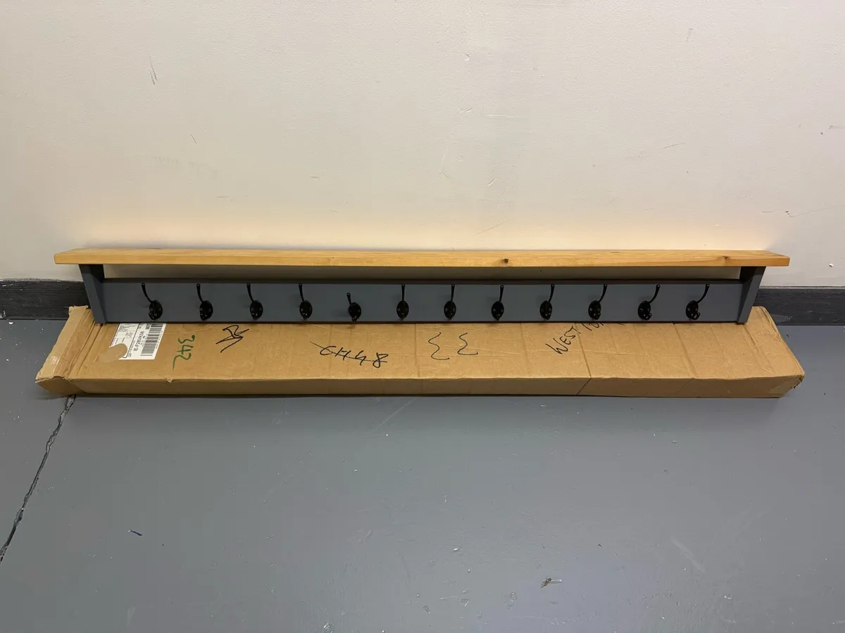 Coat Rack with Shelf - 12 Hooks - Image 2