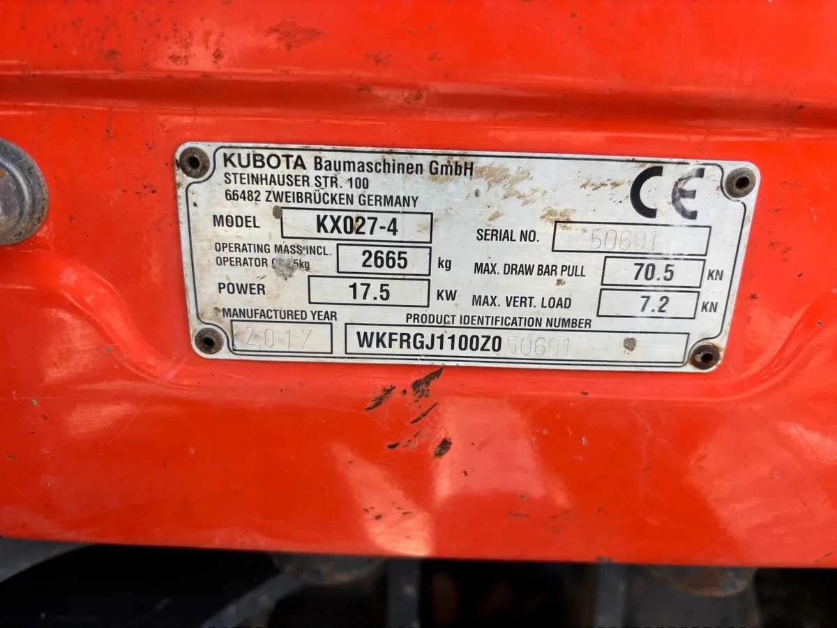 2017,KUBOTA KX 027-4 low hours - Image 2