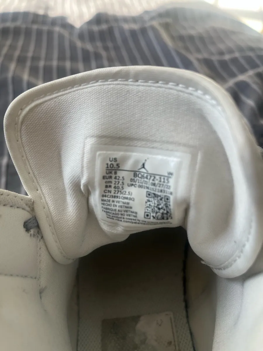Grey and white Air Jordan 1 Mid tops - Image 2
