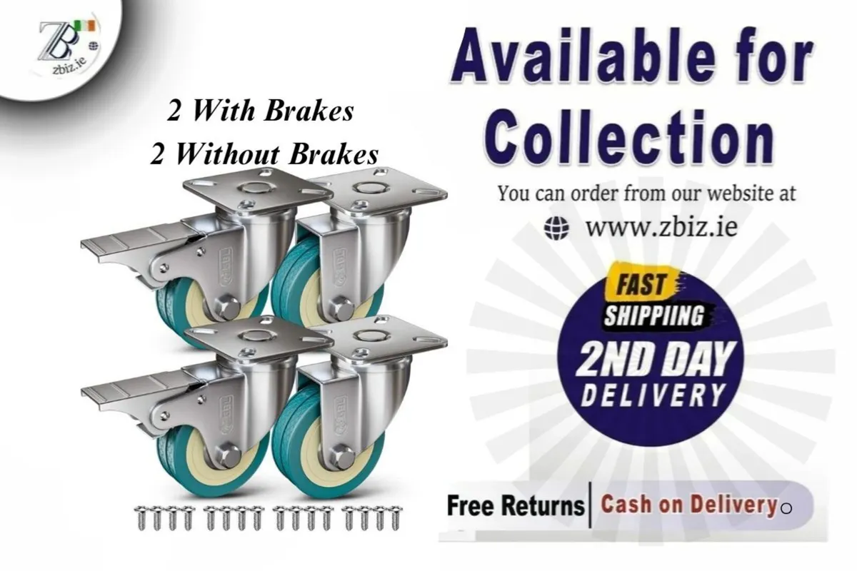 Castor Wheels 50mm with Screws – Heavy Duty 200KG - Image 1