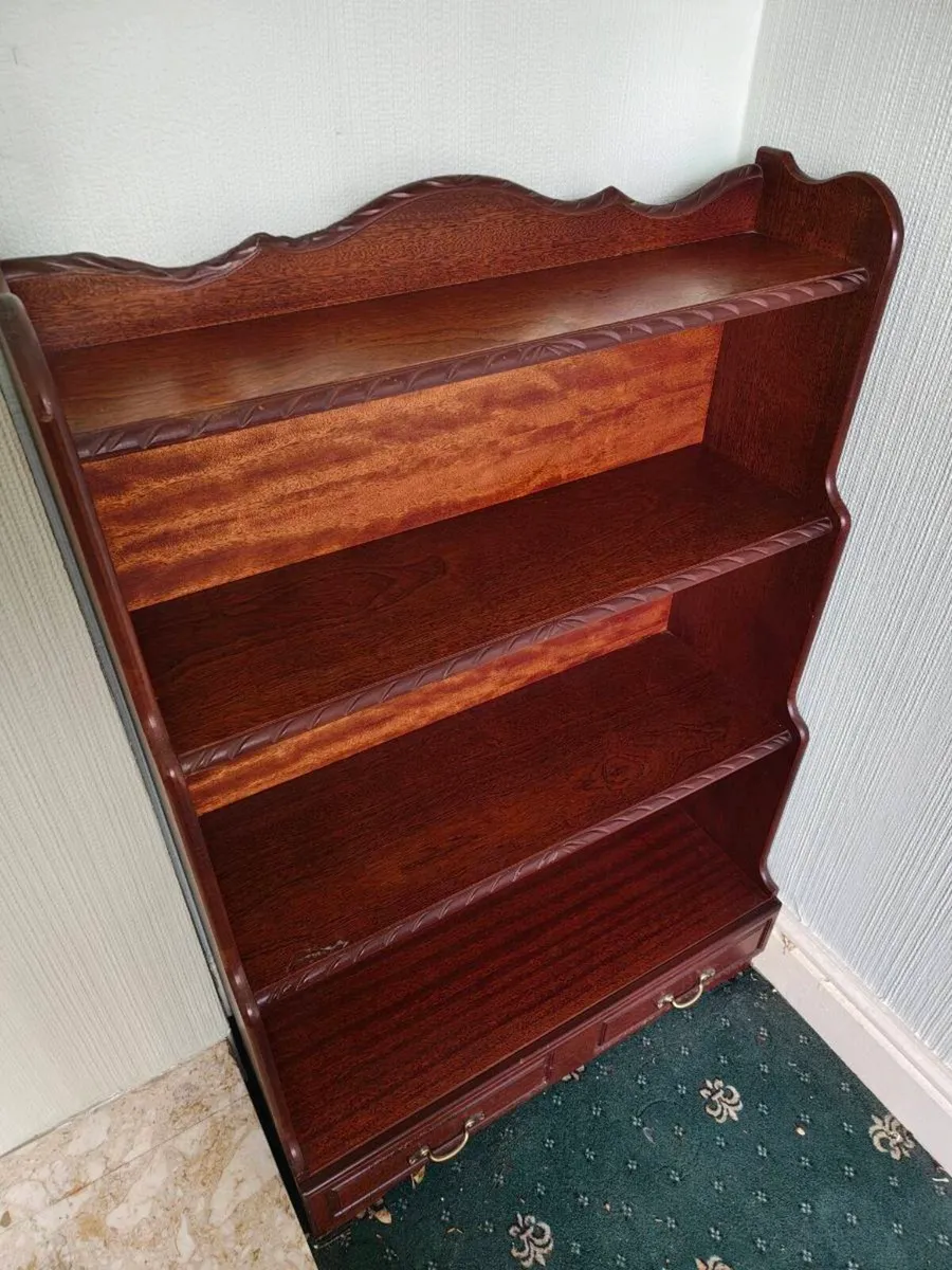 Vintage Style Waterfall Bookcase with Drawer - Image 2