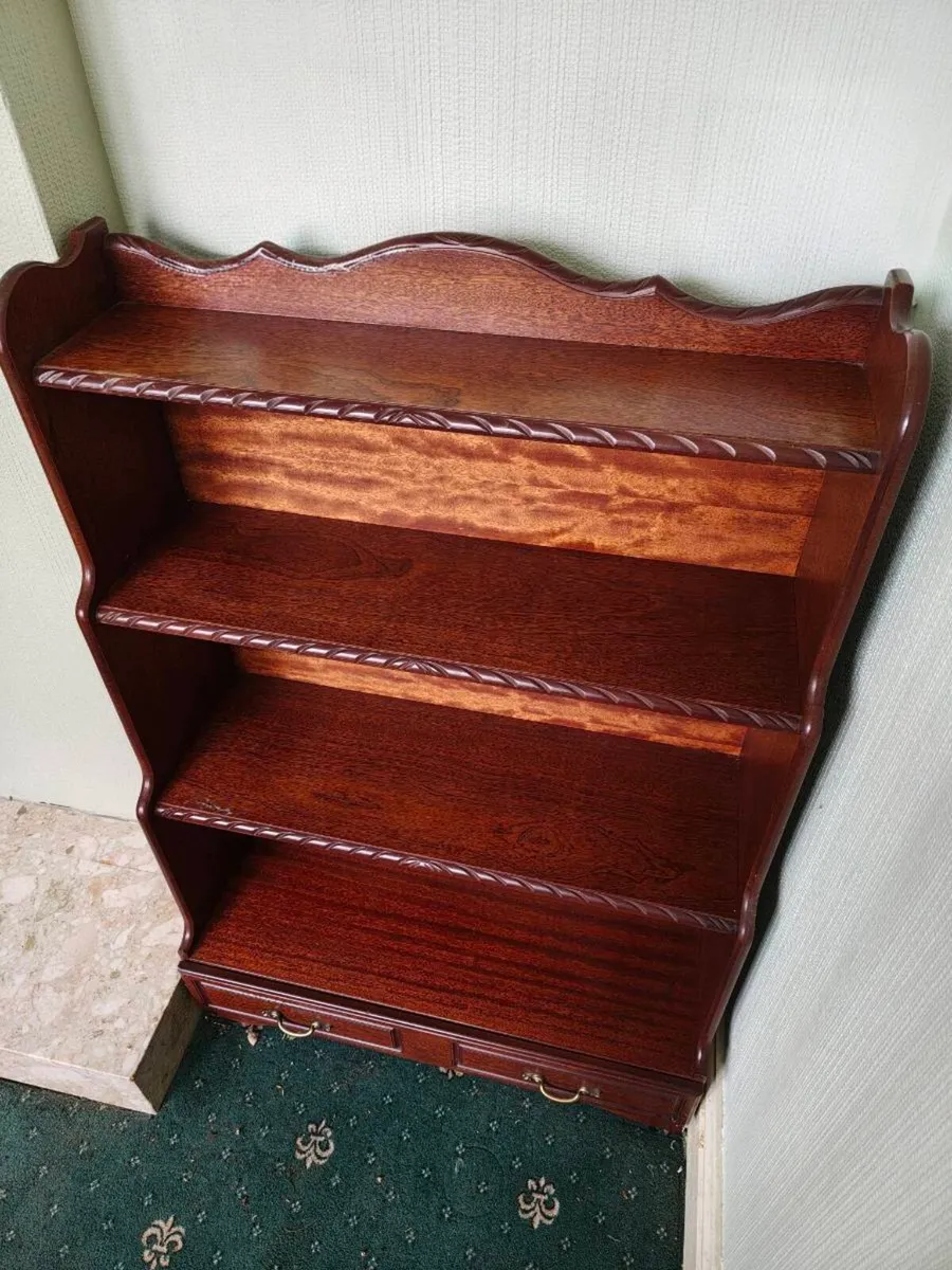 Vintage Style Waterfall Bookcase with Drawer - Image 3