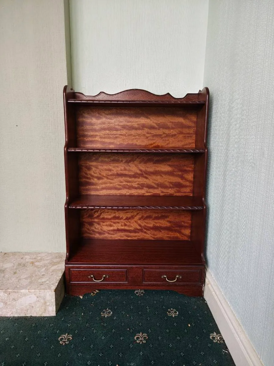 Vintage Style Waterfall Bookcase with Drawer - Image 1