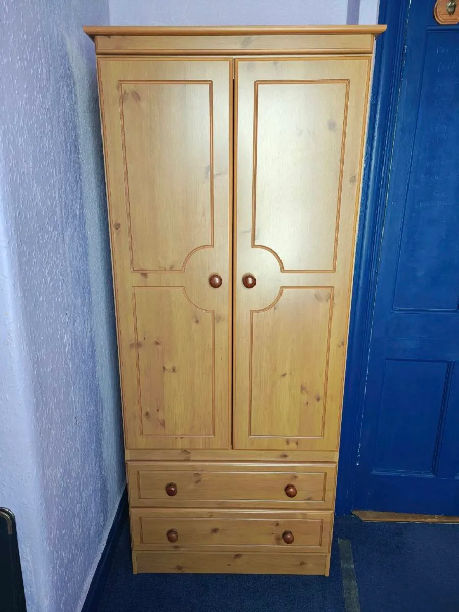 Large Solid Pine Wardrobe with Drawers - Image 1