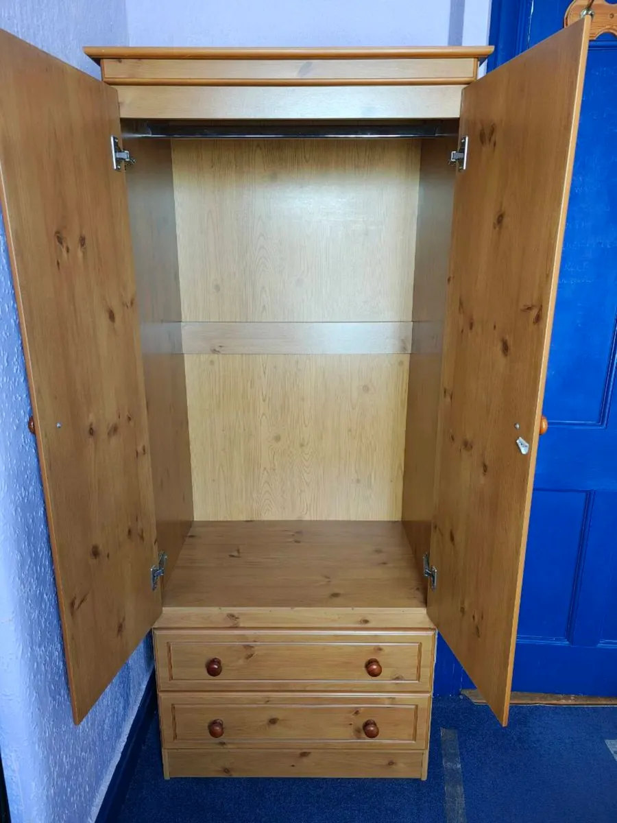 Large Solid Pine Wardrobe with Drawers - Image 2
