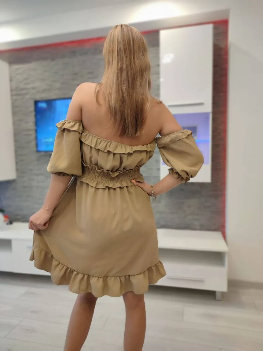 short spanish dress for women khaki/brown,pink - Image 3