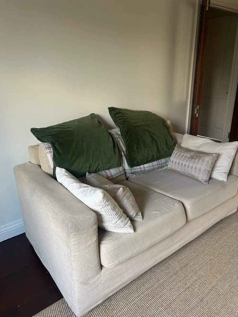 Beige two person sofa - Image 4
